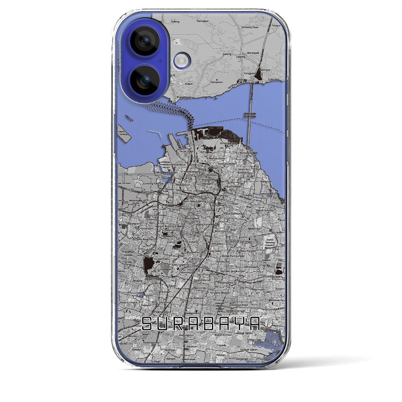 【スラバヤ（インドネシア）】地図柄iPhoneケース（クリアタイプ）