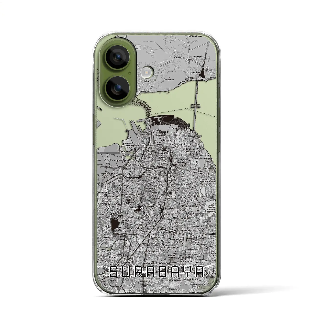【スラバヤ（インドネシア）】地図柄iPhoneケース（クリアタイプ）