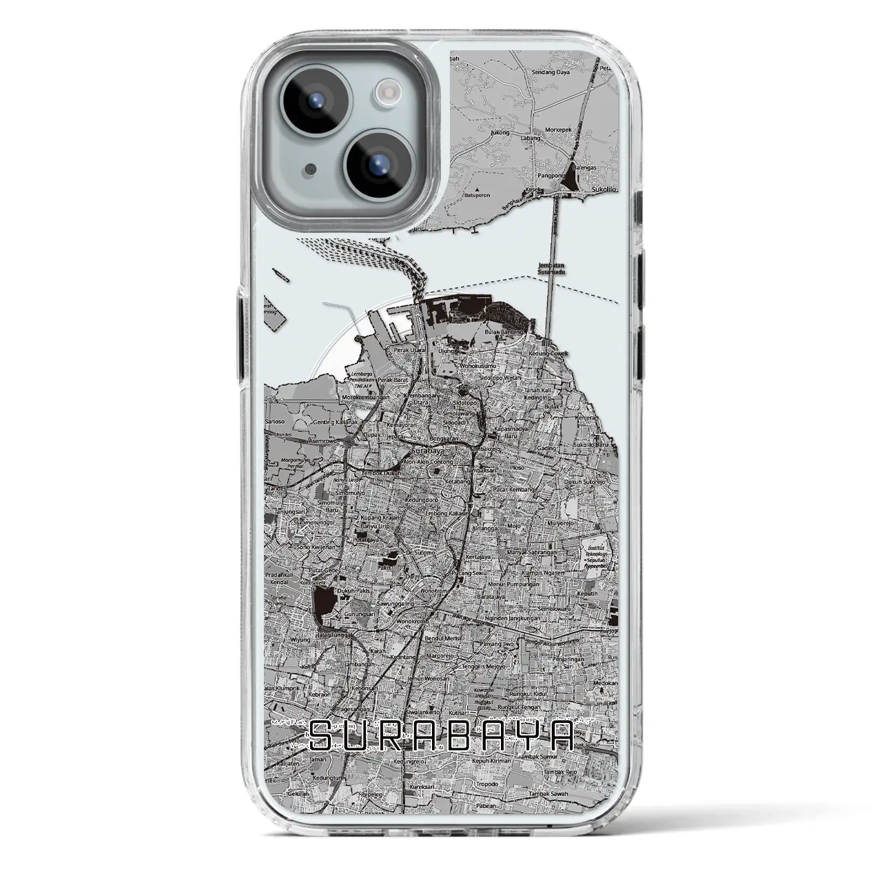【スラバヤ（インドネシア）】地図柄iPhoneケース（MagSafeタイプ）