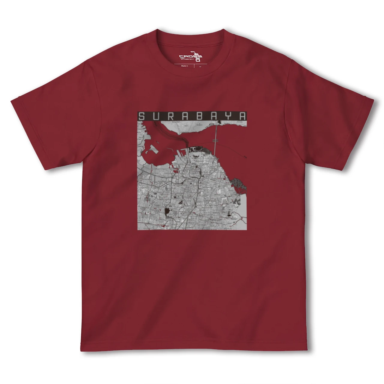 【スラバヤ（インドネシア）】地図柄ヘビーウェイトTシャツ