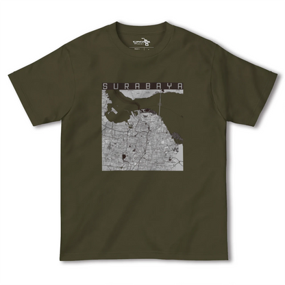 【スラバヤ（インドネシア）】地図柄ヘビーウェイトTシャツ