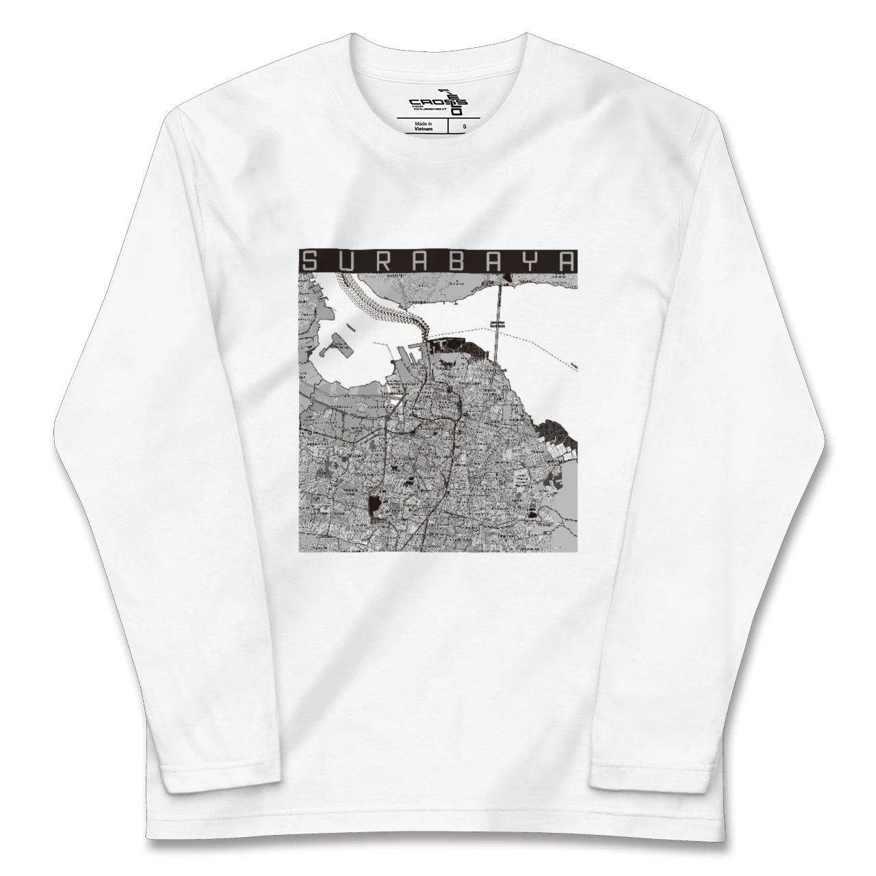 【スラバヤ（インドネシア）】地図柄ロングスリーブTシャツ