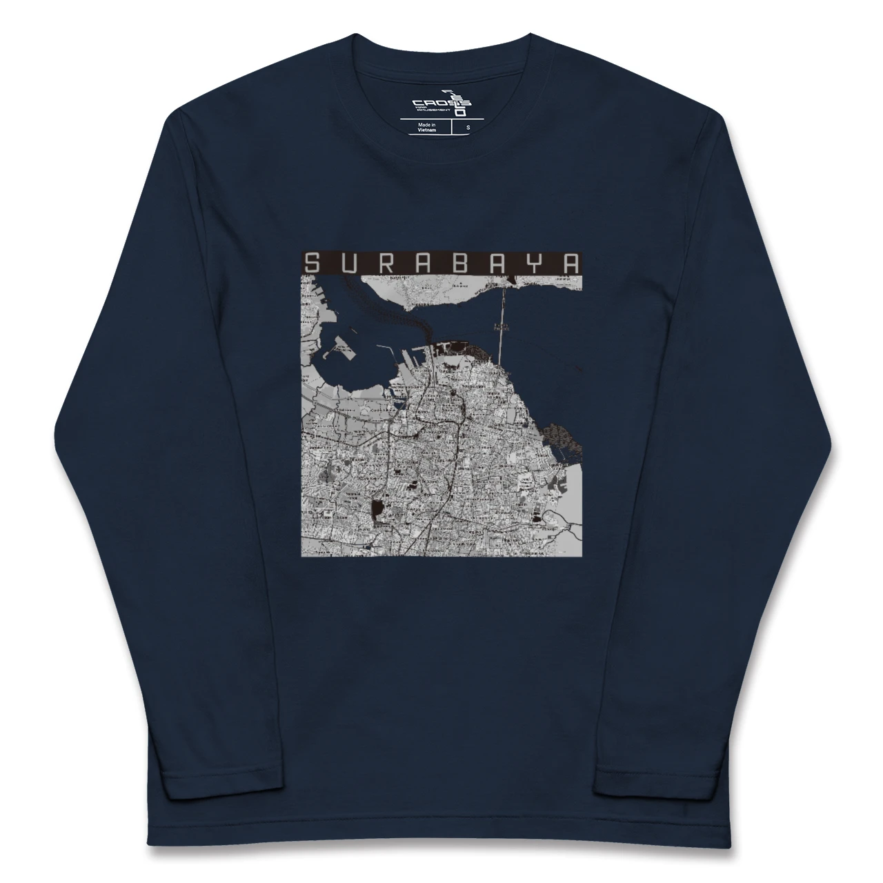 【スラバヤ（インドネシア）】地図柄ロングスリーブTシャツ