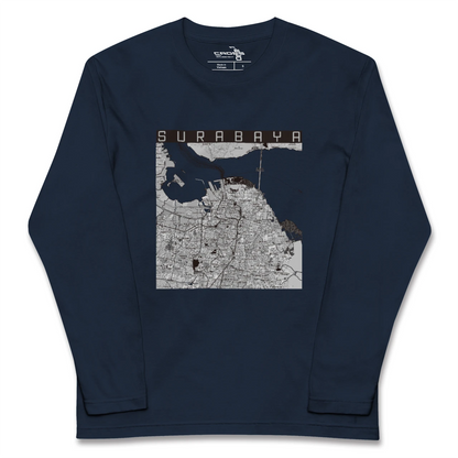 【スラバヤ（インドネシア）】地図柄ロングスリーブTシャツ