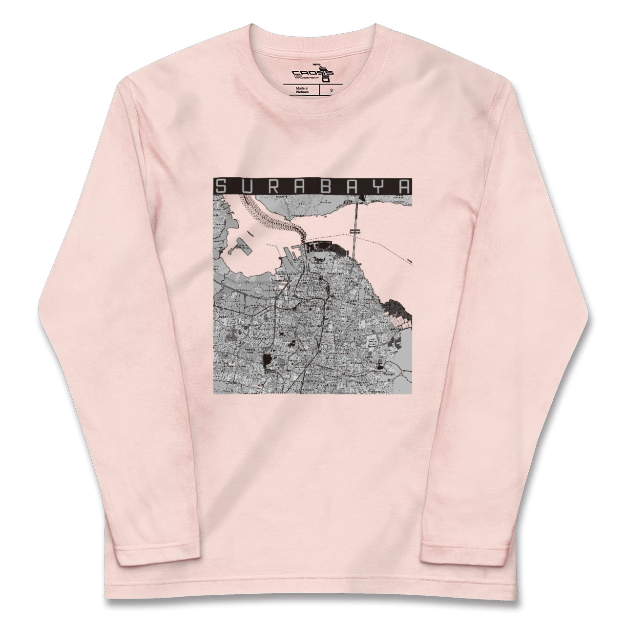 【スラバヤ（インドネシア）】地図柄ロングスリーブTシャツ