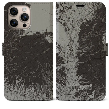 【裾野（静岡県）】地図柄iPhoneケース（手帳タイプ）モノトーン・iPhone 16 Plus 用