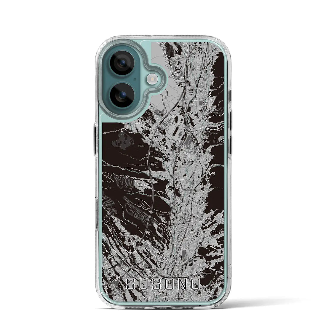 【裾野(静岡県)】地図柄iPhoneケース(MagSafeタイプ)モノトーン・iPhone 16 Pro 用