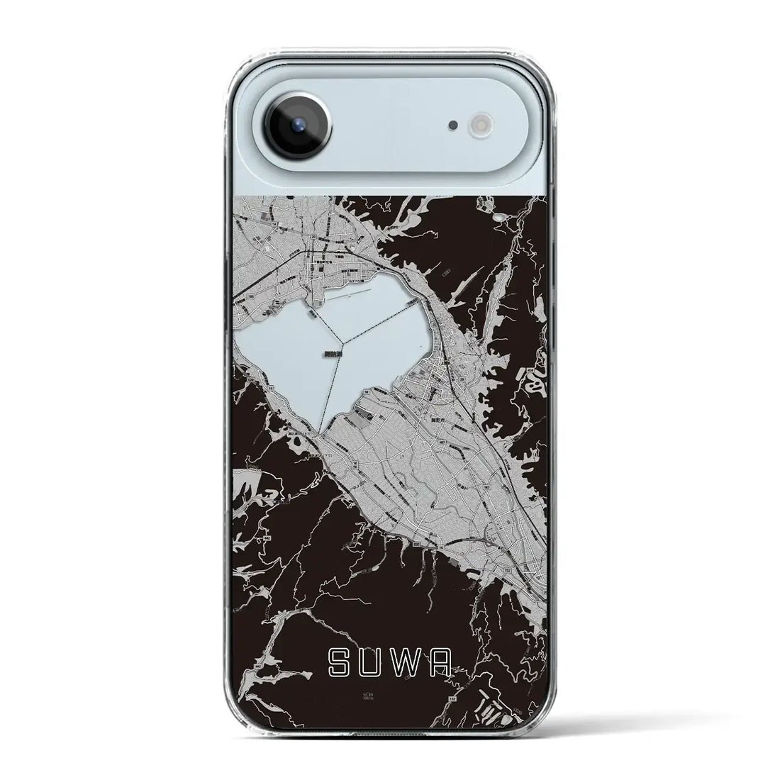 【諏訪(長野県)】地図柄iPhoneケース(クリアタイプ)モノトーン・iPhone 17 Pro Max 用