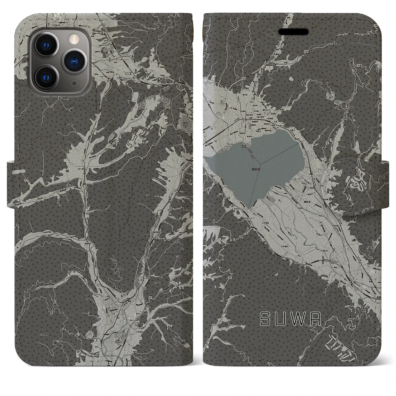 【諏訪（長野県）】地図柄iPhoneケース（手帳タイプ）