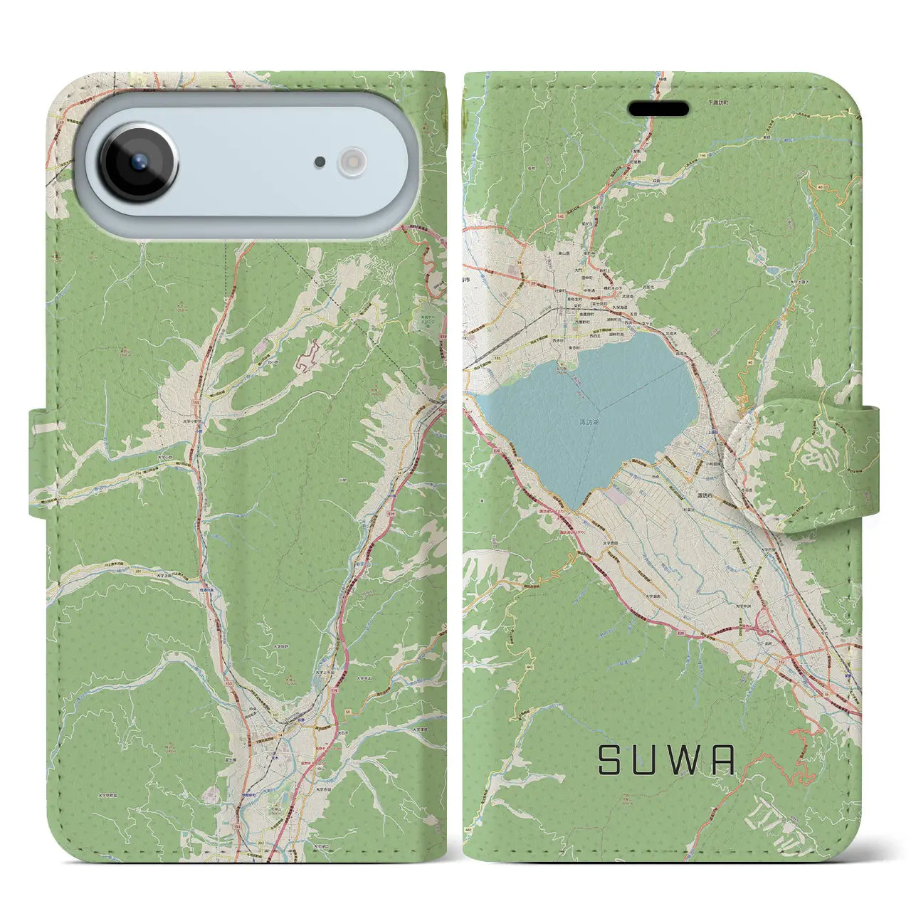 【諏訪（長野県）】地図柄iPhoneケース（手帳タイプ）