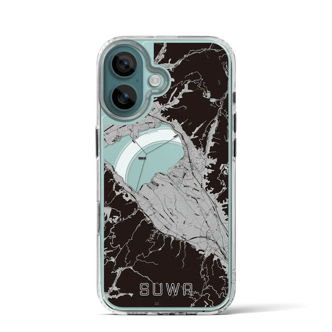 【諏訪(長野県)】地図柄iPhoneケース(MagSafeタイプ)モノトーン・iPhone 16 Pro 用