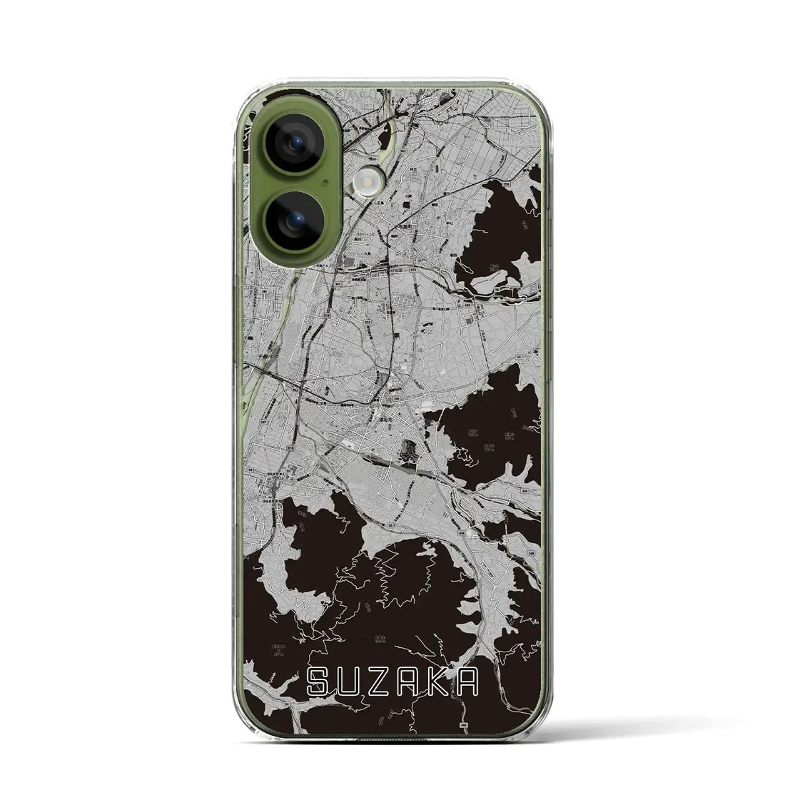 【須坂(長野県)】地図柄iPhoneケース(クリアタイプ)モノトーン・iPhone 17 Pro Max 用