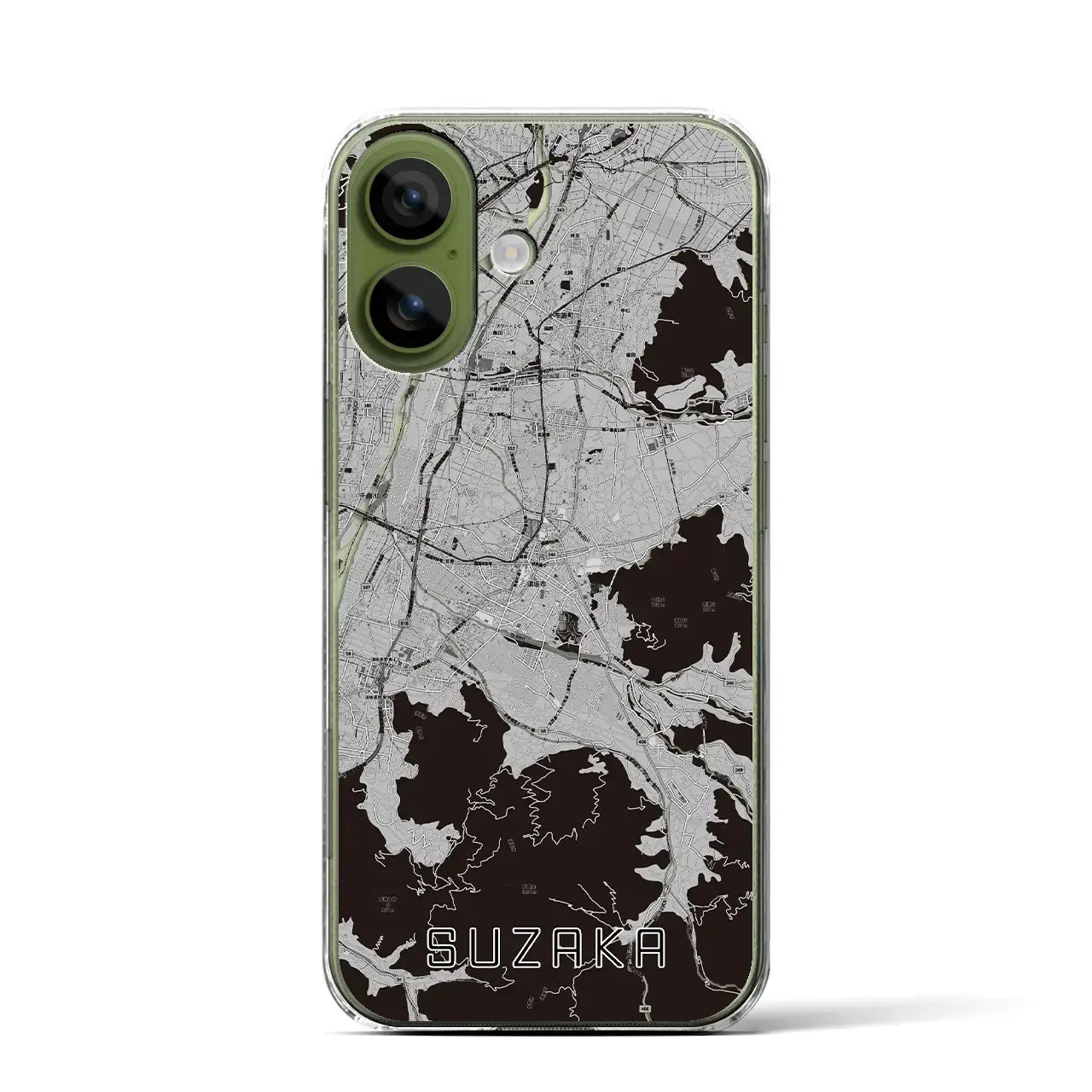 【須坂（長野県）】地図柄iPhoneケース（クリアタイプ）モノトーン・iPhone 17 Pro Max 用