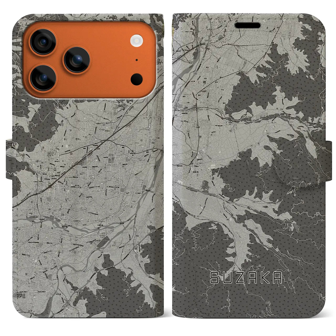 【須坂（長野県）】地図柄iPhoneケース（手帳タイプ）