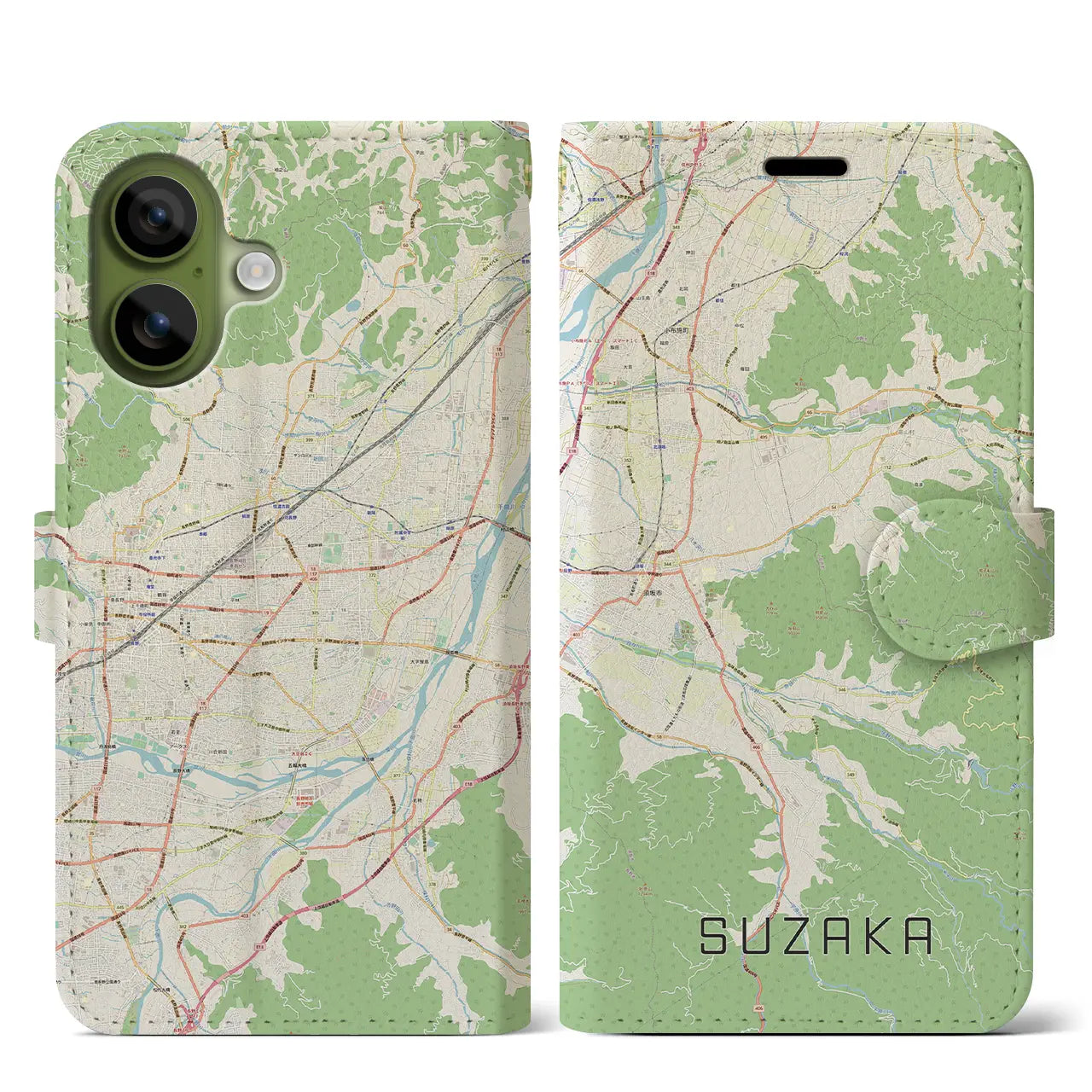 【須坂（長野県）】地図柄iPhoneケース（手帳タイプ）