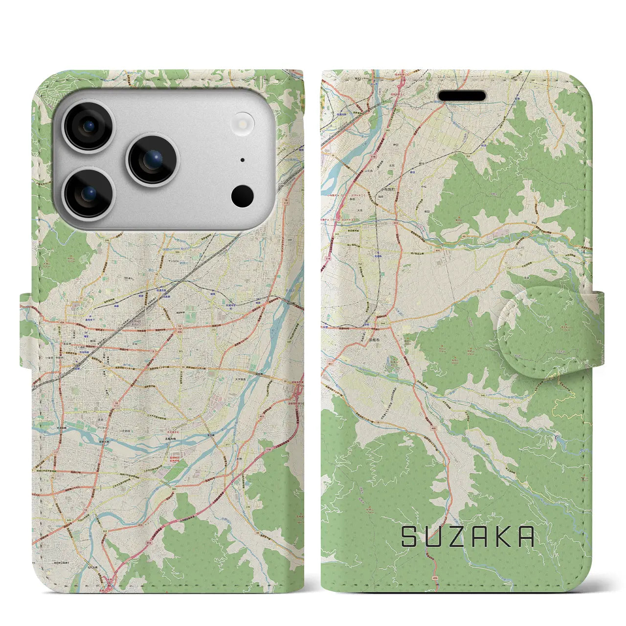 【須坂（長野県）】地図柄iPhoneケース（手帳タイプ）