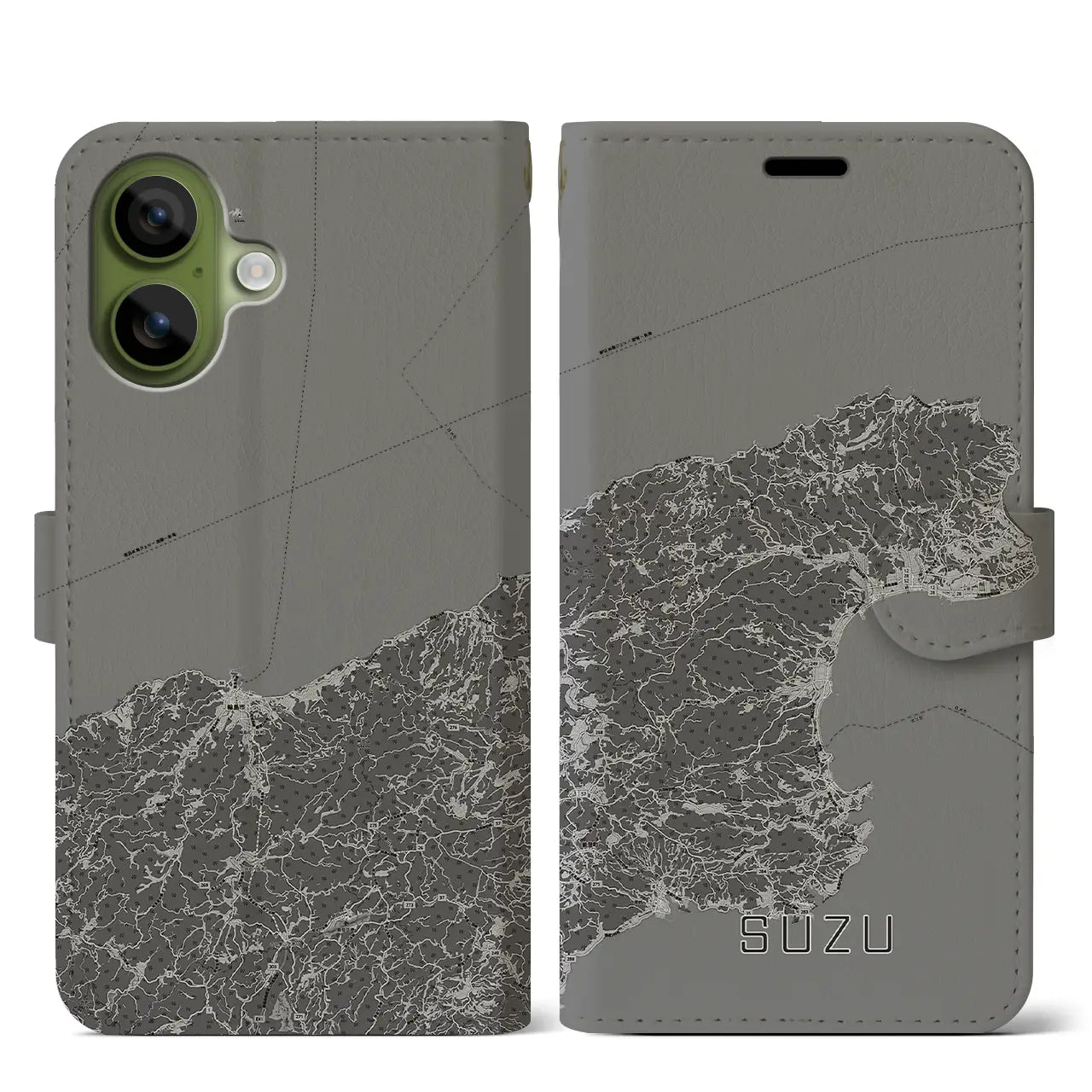 【珠洲（石川県）】地図柄iPhoneケース（手帳タイプ）