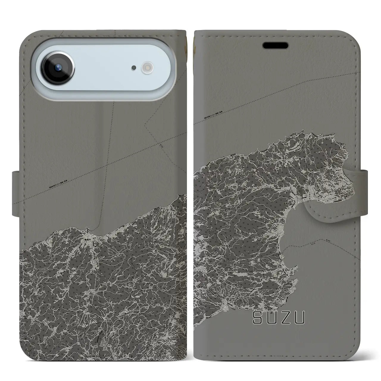 【珠洲（石川県）】地図柄iPhoneケース（手帳タイプ）