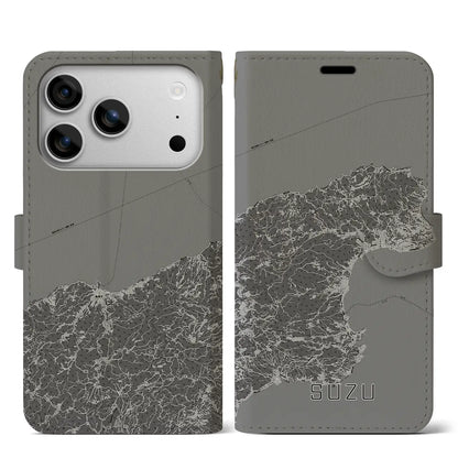 【珠洲（石川県）】地図柄iPhoneケース（手帳タイプ）