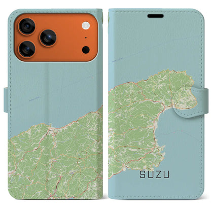 【珠洲（石川県）】地図柄iPhoneケース（手帳タイプ）
