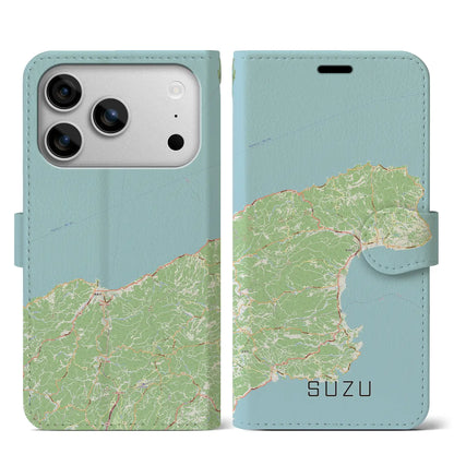 【珠洲（石川県）】地図柄iPhoneケース（手帳タイプ）