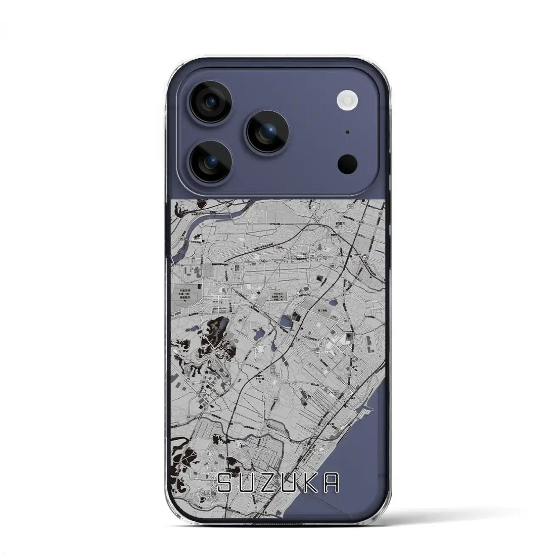 【鈴鹿（三重県）】地図柄iPhoneケース（クリアタイプ）モノトーン・iPhone 17 Pro Max 用