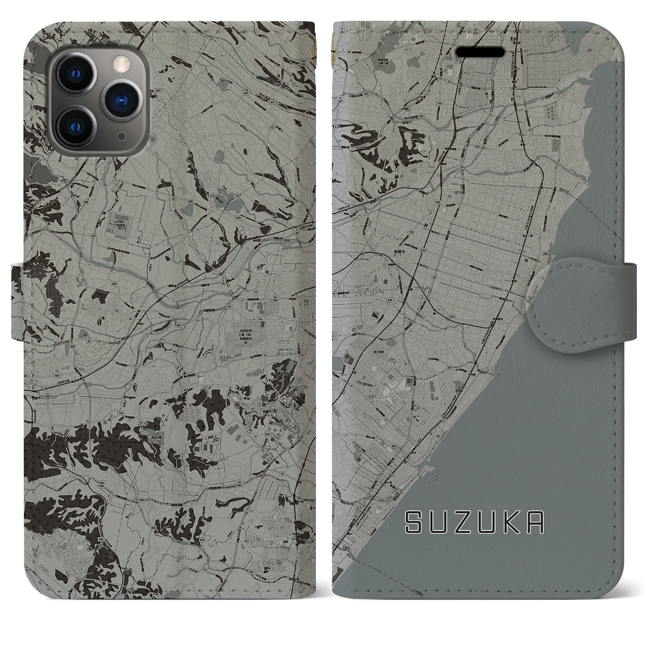 【鈴鹿（三重県）】地図柄iPhoneケース（手帳タイプ）