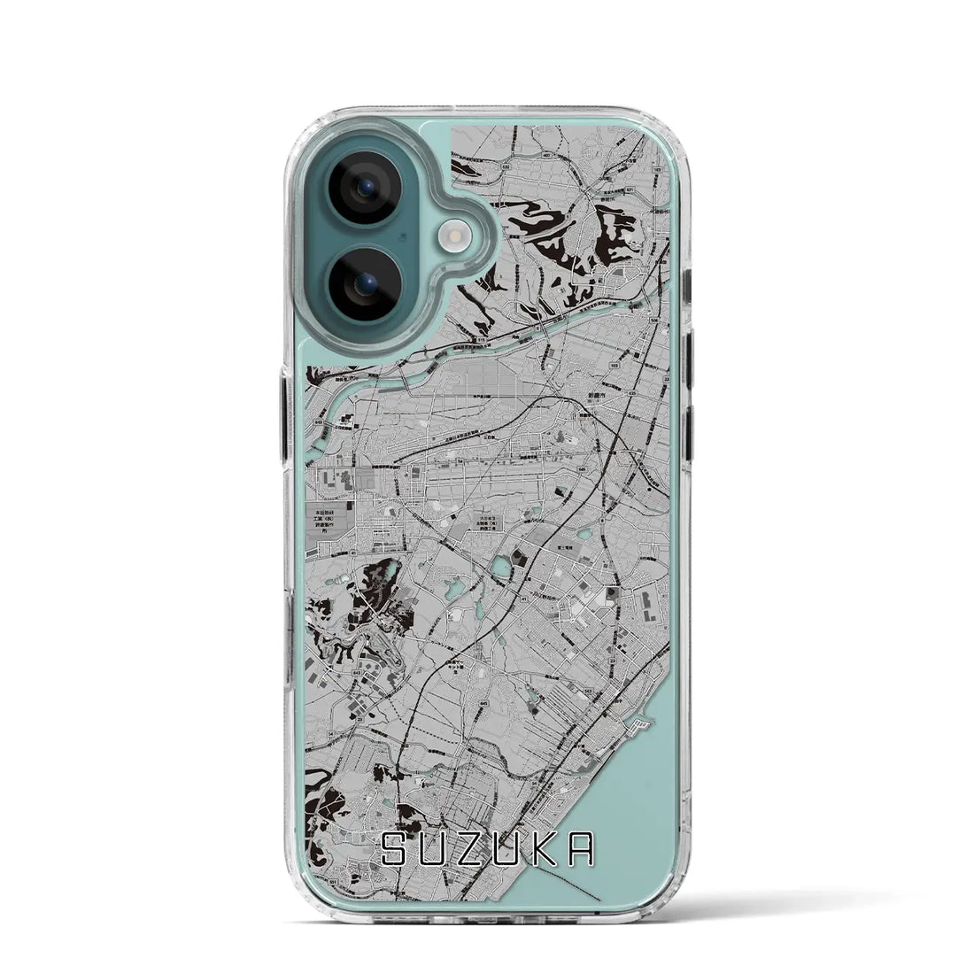 【鈴鹿(三重県)】地図柄iPhoneケース(MagSafeタイプ)モノトーン・iPhone 16 Pro 用