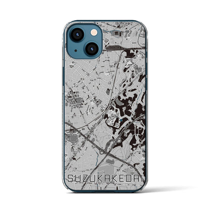 【すずかけ台（東京都）】地図柄iPhoneケース（クリアタイプ）モノトーン・iPhone 13 用