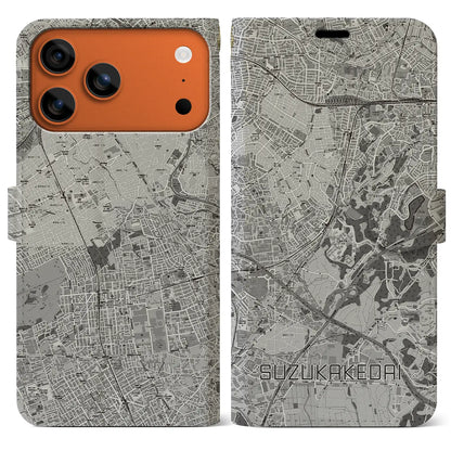 【すずかけ台（東京都）】地図柄iPhoneケース（手帳タイプ）