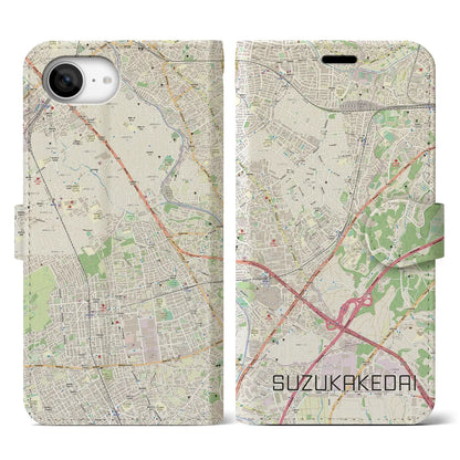 【すずかけ台（東京都）】地図柄iPhoneケース（手帳タイプ）