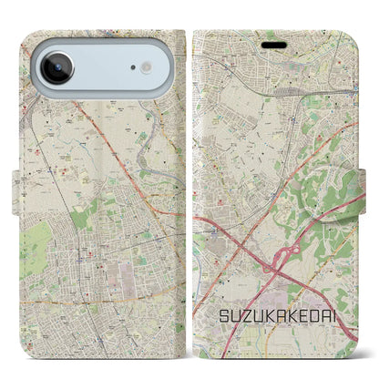 【すずかけ台（東京都）】地図柄iPhoneケース（手帳タイプ）