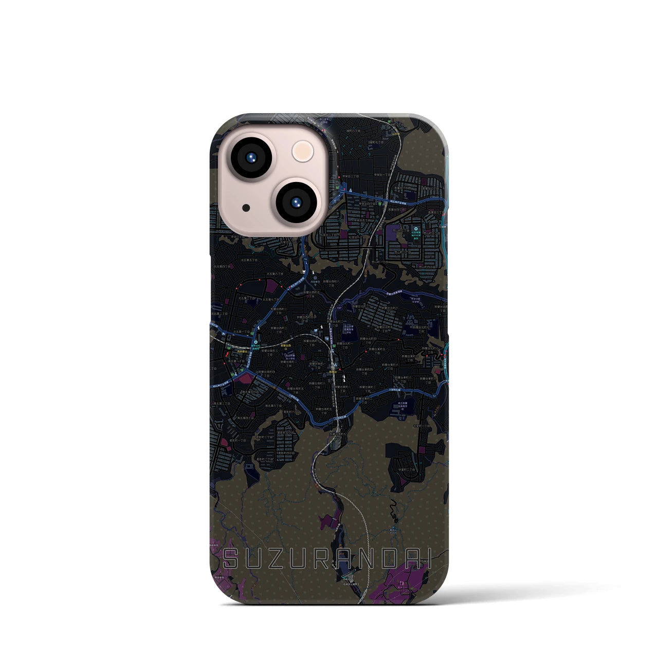 【鈴蘭台（兵庫県）】地図柄iPhoneケース（バックカバータイプ）