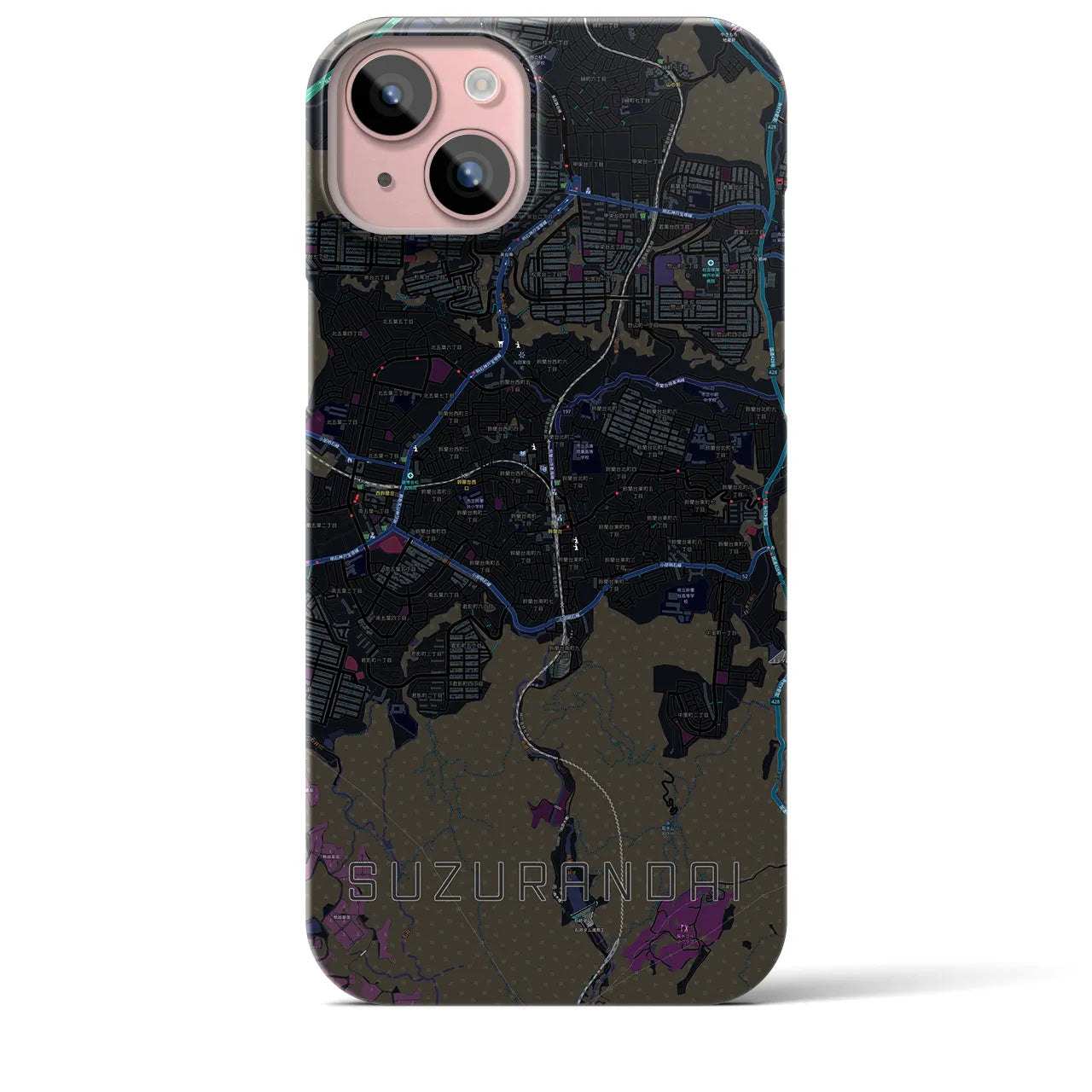 【鈴蘭台（兵庫県）】地図柄iPhoneケース（バックカバータイプ）