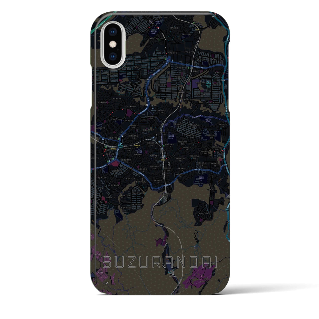 【鈴蘭台（兵庫県）】地図柄iPhoneケース（バックカバータイプ）