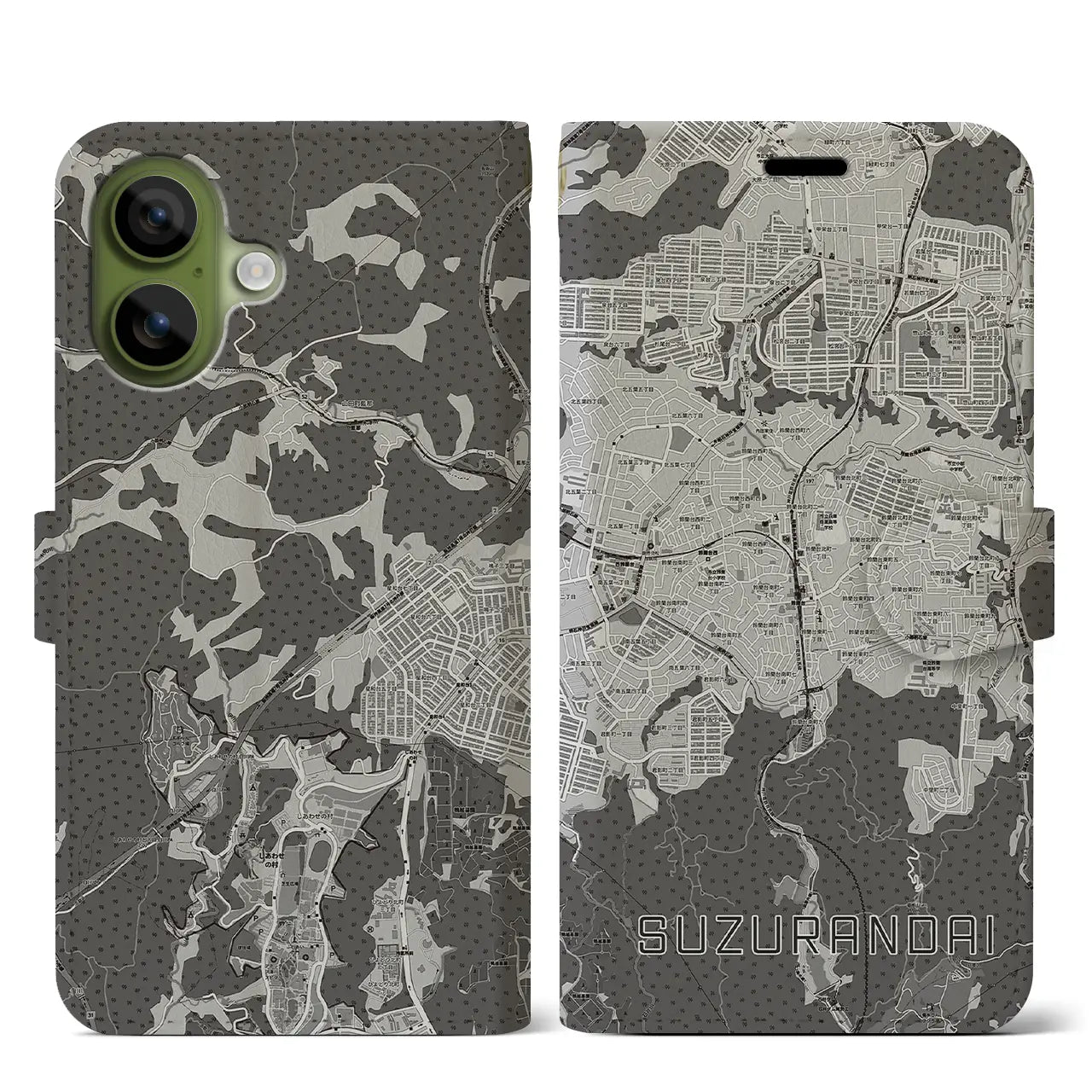 【鈴蘭台（兵庫県）】地図柄iPhoneケース（手帳タイプ）