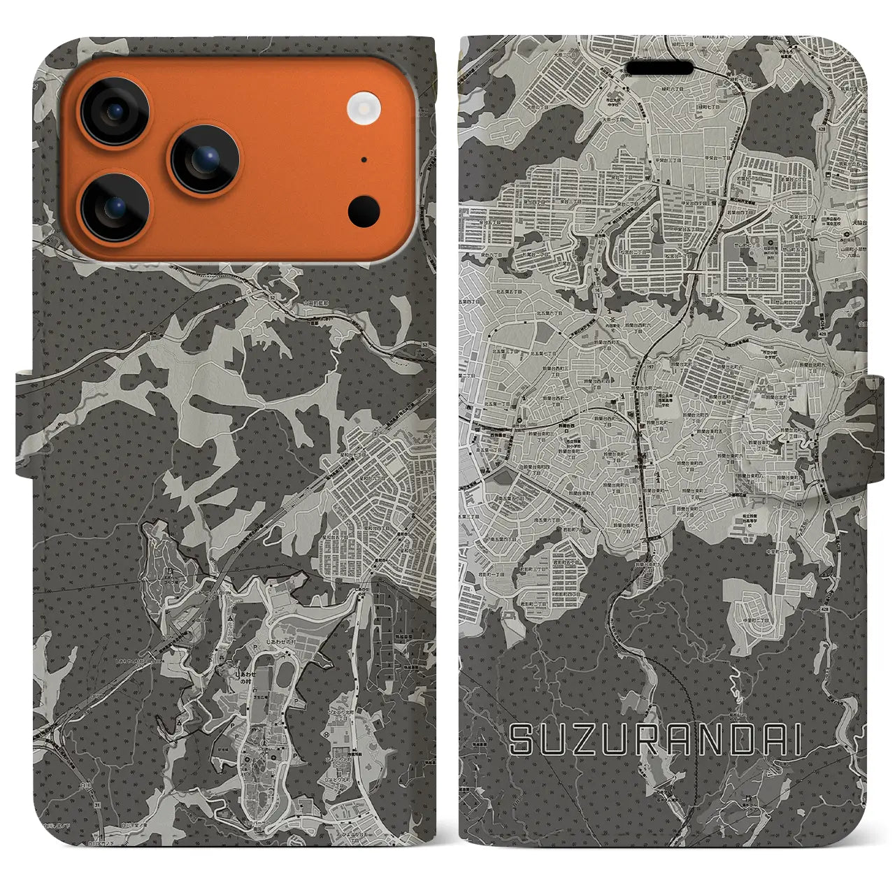 【鈴蘭台（兵庫県）】地図柄iPhoneケース（手帳タイプ）