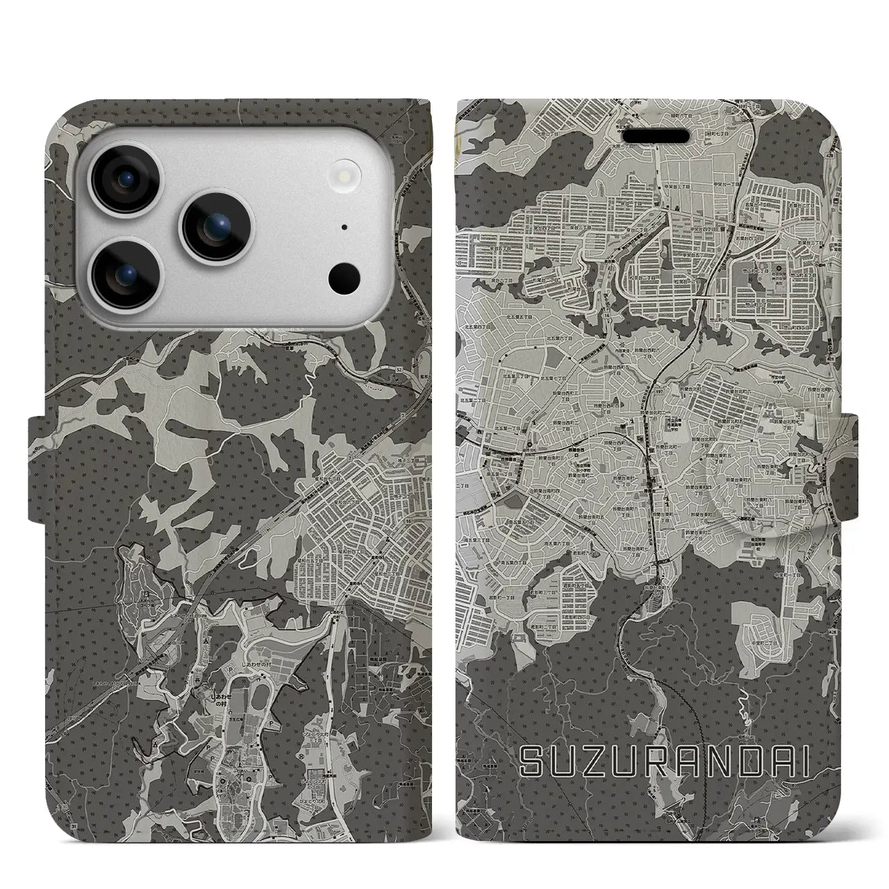 【鈴蘭台（兵庫県）】地図柄iPhoneケース（手帳タイプ）