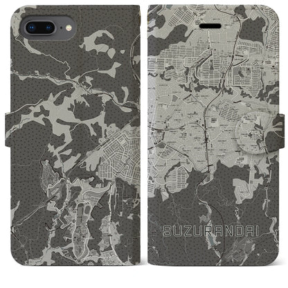 【鈴蘭台（兵庫県）】地図柄iPhoneケース（手帳タイプ）モノトーン・iPhone 8Plus /7Plus / 6sPlus / 6Plus 用