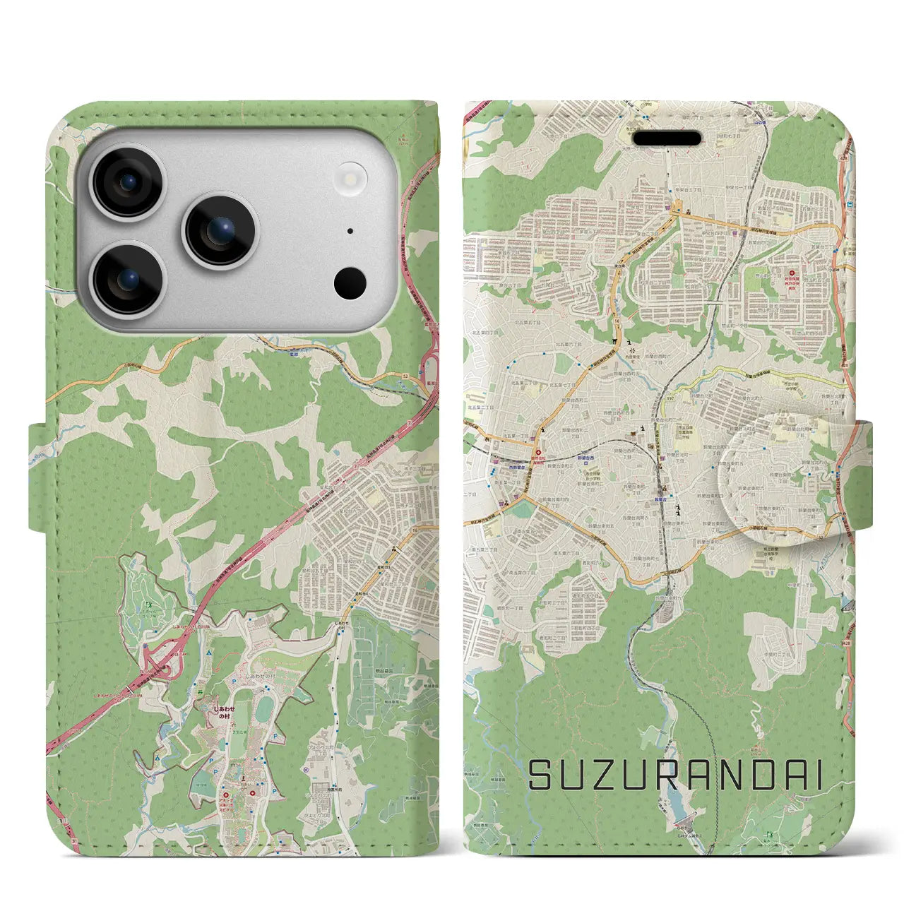 【鈴蘭台（兵庫県）】地図柄iPhoneケース（手帳タイプ）