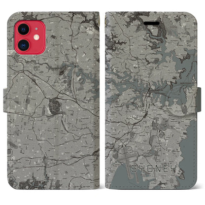 【シドニー（オーストラリア）】地図柄iPhoneケース（手帳タイプ）モノトーン・iPhone 11 用