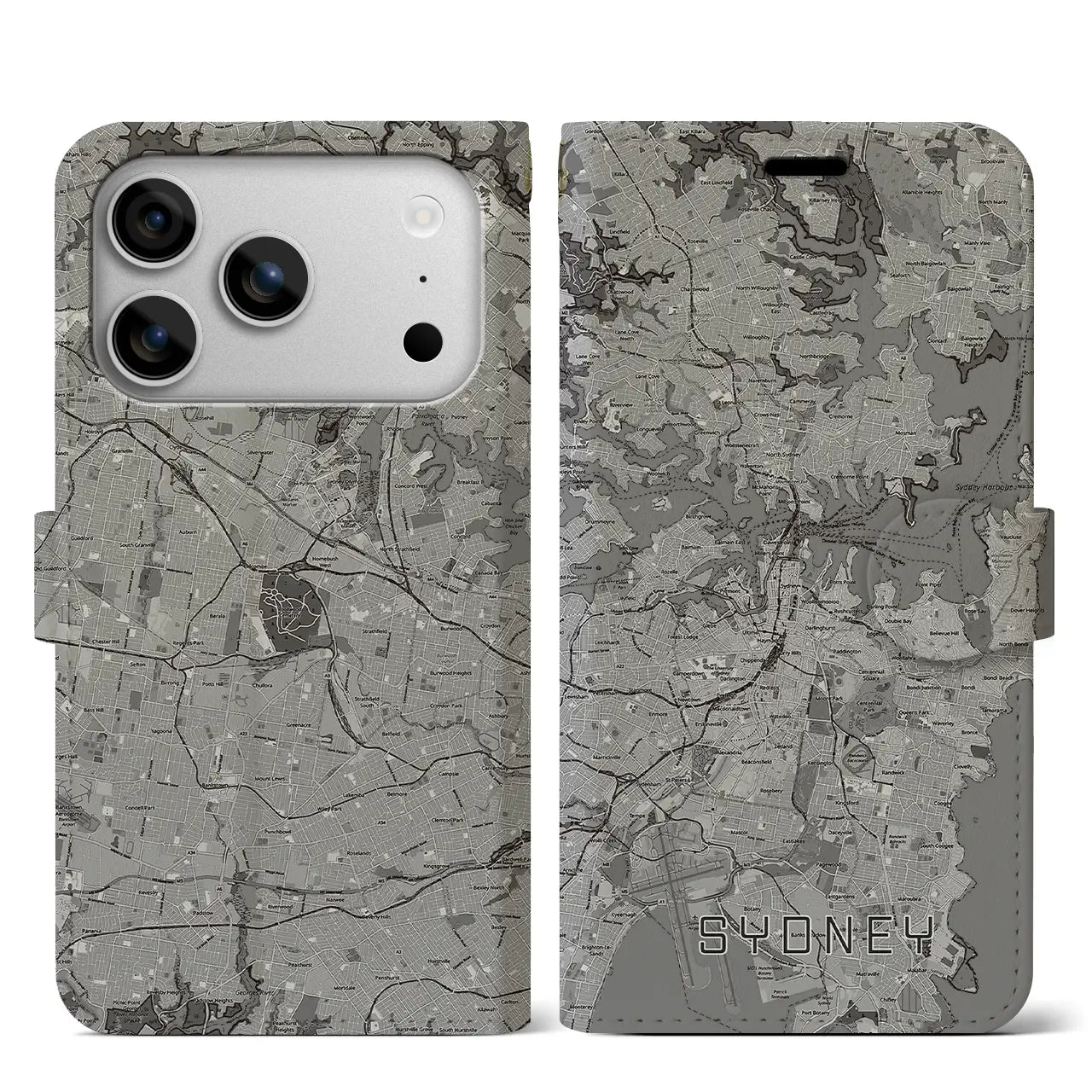 【シドニー（オーストラリア）】地図柄iPhoneケース（手帳タイプ）