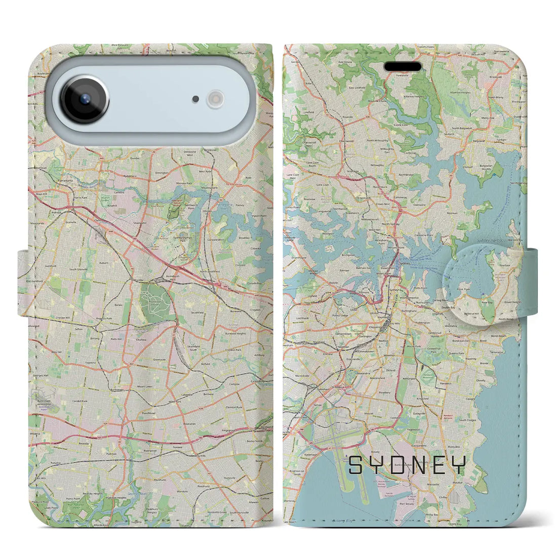 【シドニー（オーストラリア）】地図柄iPhoneケース（手帳タイプ）ナチュラル・iPhone 17 Pro Max 用