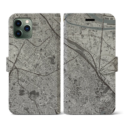 【田端（東京都）】地図柄iPhoneケース（手帳タイプ）モノトーン・iPhone 11 Pro 用