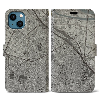 【田端（東京都）】地図柄iPhoneケース（手帳タイプ）モノトーン・iPhone 13 用