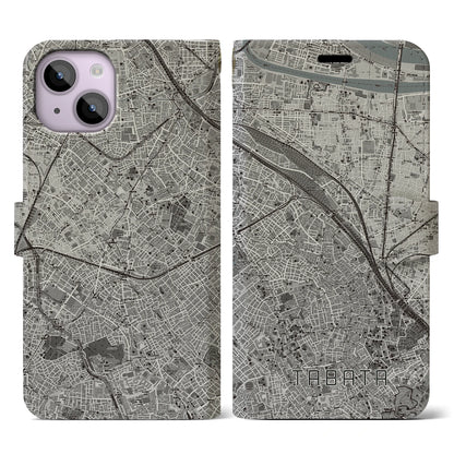 【田端（東京都）】地図柄iPhoneケース（手帳タイプ）モノトーン・iPhone 14 用
