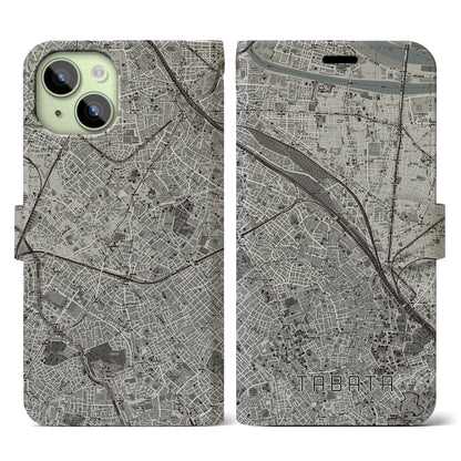 【田端（東京都）】地図柄iPhoneケース（手帳タイプ）モノトーン・iPhone 15 用