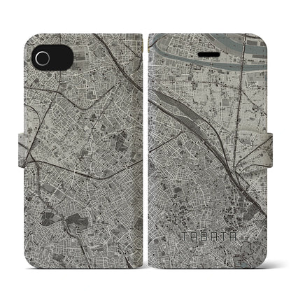 【田端（東京都）】地図柄iPhoneケース（手帳タイプ）モノトーン・iPhone SE（第3 / 第2世代） / 8 / 7 / 6s / 6 用