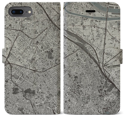 【田端（東京都）】地図柄iPhoneケース（手帳タイプ）モノトーン・iPhone 8Plus /7Plus / 6sPlus / 6Plus 用