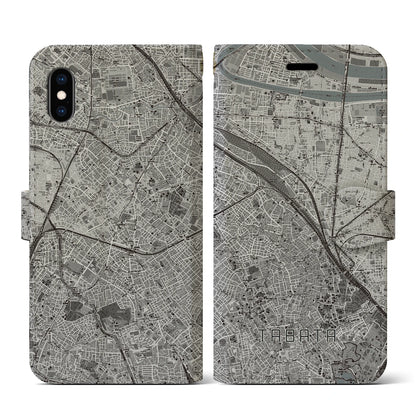 【田端（東京都）】地図柄iPhoneケース（手帳タイプ）モノトーン・iPhone XS / X 用